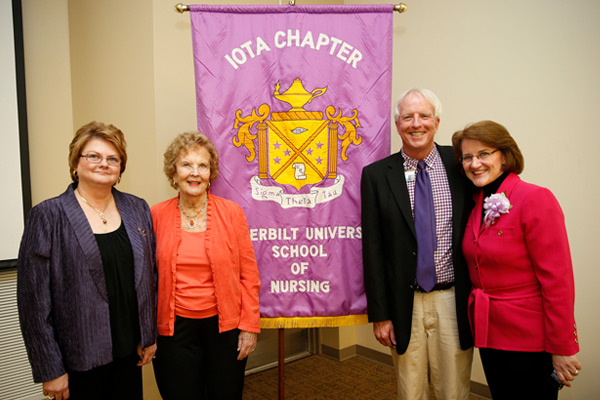 Among those celebrating the 60th anniversary of the Iota Chapter of Sigma Theta Tau International were, from left, Betsy Weiner, Ph.D., MSN, Janie Macy, Tom Christenbery, Ph.D., MSN, and Suzanne Prevost, Ph.D., R.N. (photo by John Russell)