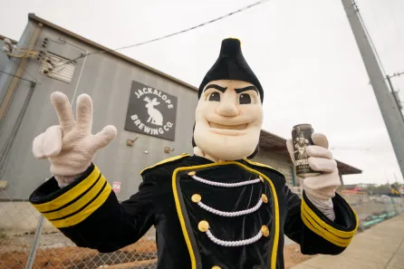 Mr. C outside Jackalope Brewing Company in the Wedgewood-Houston neighborhood of Nashville (Harrison McClary/Vanderbilt)