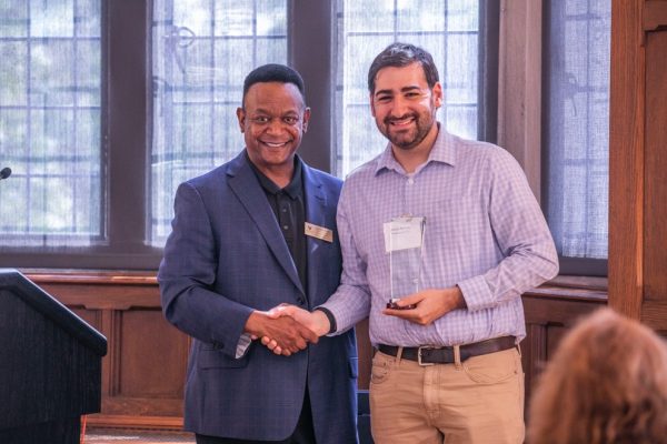 Vice Provost C. André Christie-Mizell and Jacob Feldman (Anne Rayner)