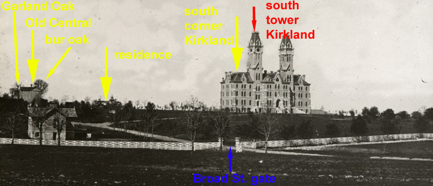 Vanderbilt campus c. 1875 with markup