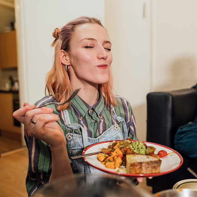 Woman enjoying healthy meal