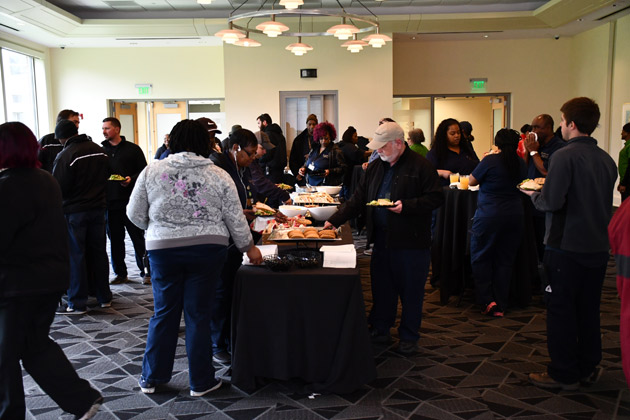Members of Vanderbilt’s Plant Operations and Public Safety departments enjoying lunch. (Vanderbilt University)