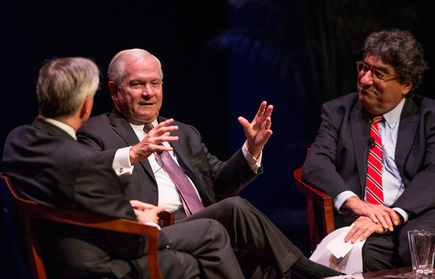 Former Secretary of Defense Robert Gates gave the final Chancellor's Lecture of the 2017-18 academic year April 24. (Joe Howell/Vanderbilt)