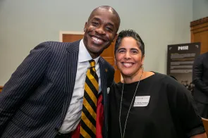 (L to r) Board of Trust members Kito Huggins, BS’96, JD’99, and Shirley M. Collado, BS’94 at the Posse Scholars 30th anniversary celebration at Vanderbilt University. (Anne Rayner/Vanderbilt)