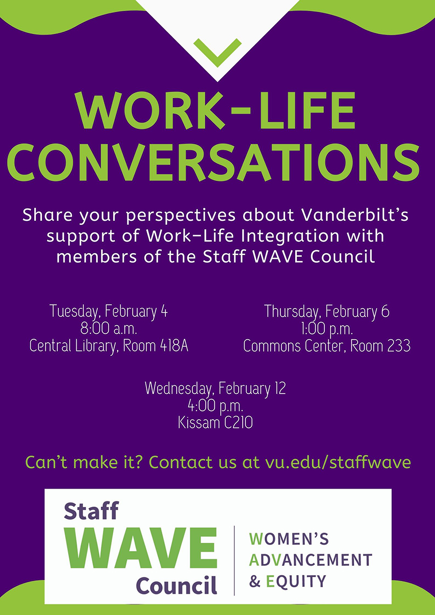 Staff WAVE Council to host work-life conversations Feb. 4, 6, 12