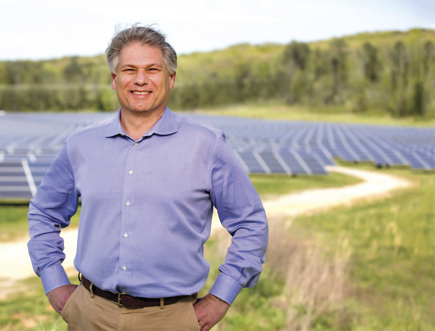 Matt Kisber, president and CEO of Silicon Ranch, at the solar farm his company constructed for Volkswagen in Chattanooga, Tennessee (JOE HOWELL)