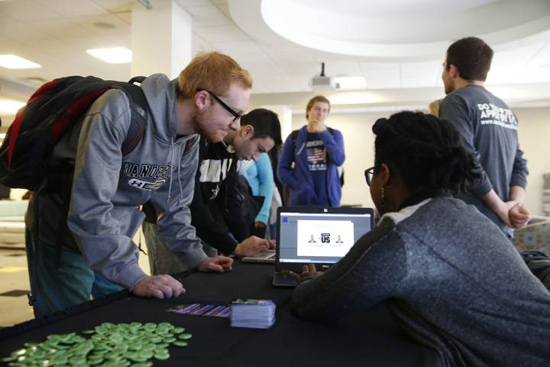 Pledge_signing_Its_On_Us About 300 Vanderbilt students turned out Nov. 20 to sign an online pledge to end power-based personal violence on campus. (Vanderbilt University)
