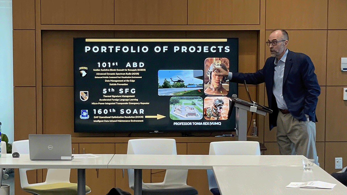Doug Adams presents a portfolio of AI research projects at Vanderbilt University