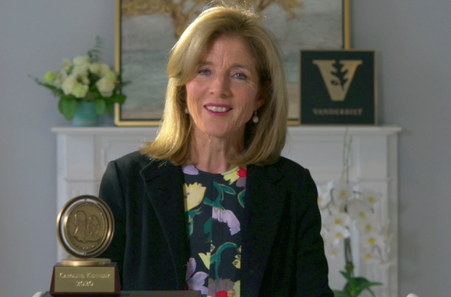 Ambassador Caroline Kennedy gave the 2020 Graduates Day address on April 30, 2021, and received the Nichols-Chancellor's Medal.