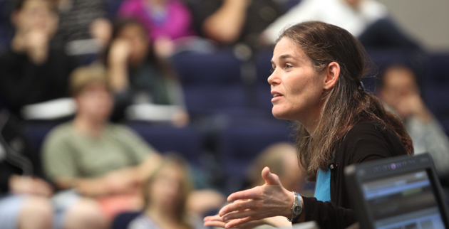 Coursera co-founder Daphne Koller gave the first talk in the 2012-13 John R. and Donna S. Hall Engineering Lecture Series Oct. 2. (Steve Green/Vanderbilt)