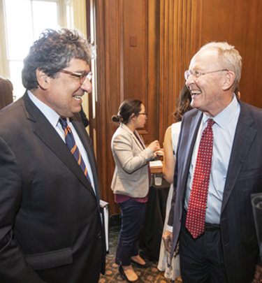 Chancellor Nicholas S. Zeppos (left) and Sen. Lamar Alexander. (Vanderbilt University)