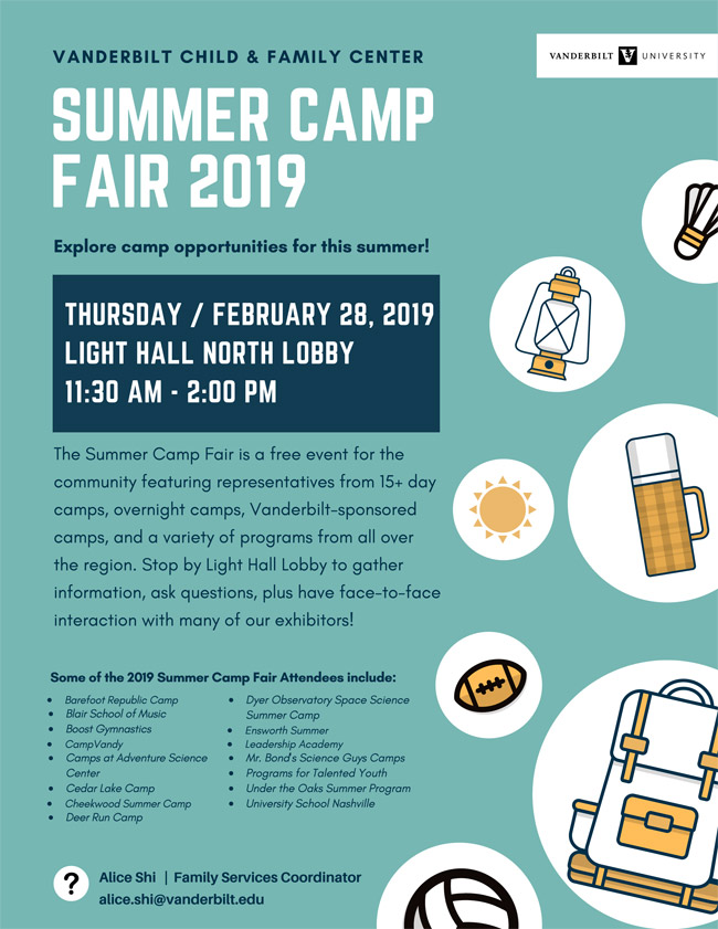 2019 Summer Camp Fair poster