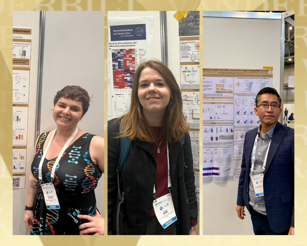 Vanderbilt CEVR members, including graduate student Cherie Saffold (left), graduate student Katy Bunn (middle), and postdoctoral research fellow Javier Ramírez Ricardo (right) gave poster presentations on their EV research at the conference. 
