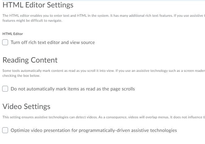 Account Settings on Brightspace 2