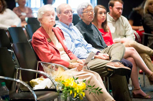 Berdelle Campbell, widow of Ernest Q. Campbell, who co-directed the Coleman Report, was in attendance (far left), and was recognized by the organizers with a bouquet of yellow roses. Susan Urmy/Vanderbilt)