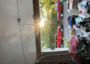 A garage fills with supplies