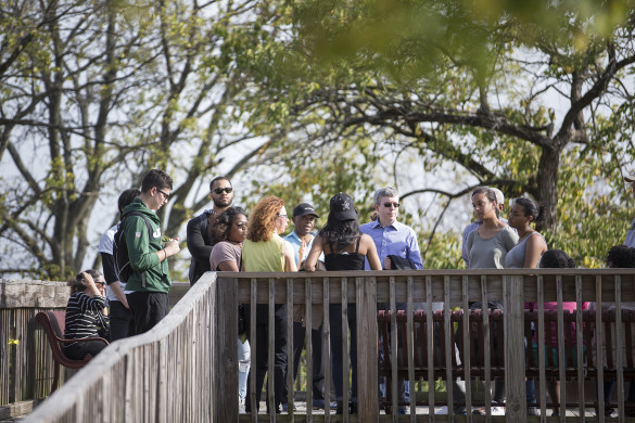 Students in the University Course Historic Black Nashville site visit to Fort Negley Oct. 26. (Joe Howell / Vanderbilt)