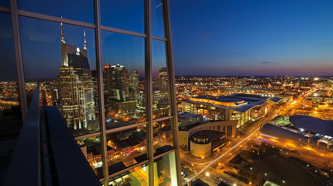 downtown nashville skyline at night