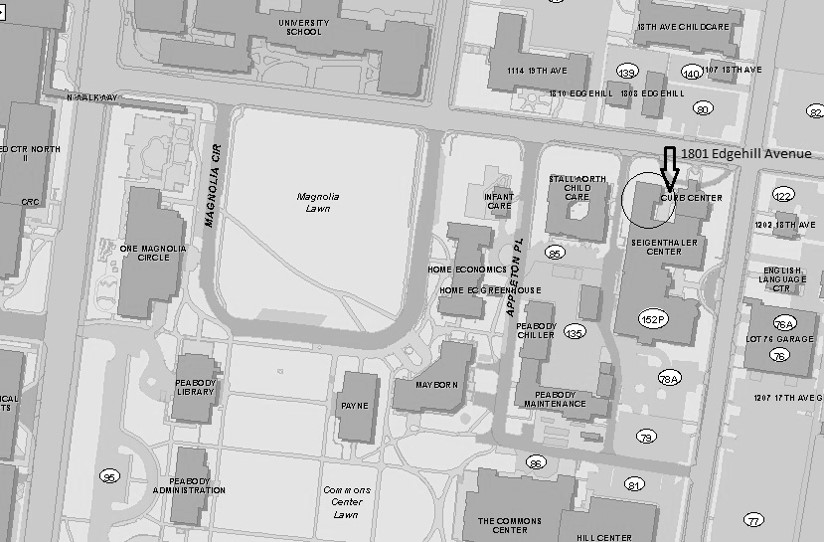 Map (bw) to 1801 Edgehill