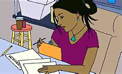 Teacher reviewing papers