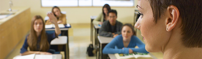 Charlotte Garcia in front of her class