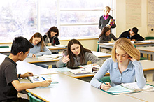 Students working in class