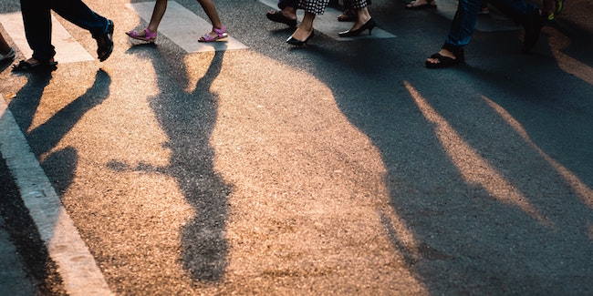 Crosswalk with multiple people