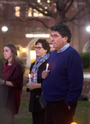 Chancellor Nicholas S. Zeppos joined the vigil Nov. 19 honoring victims of recent terrorist attacks. (Susan Urmy/Vanderbilt)