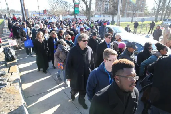 Chancellor Nicholas S. Zeppos, Vanderbilt students and community members participate in the 2016 Nashville Freedom March. (Joe Howell/Vanderbilt)