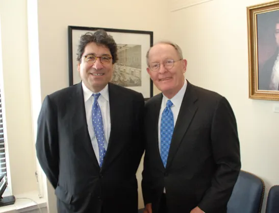 Chancellor Nicholas S. Zeppos (left) and Sen. Lamar Alexander. (photo courtesy of Se. Alexander's office)
