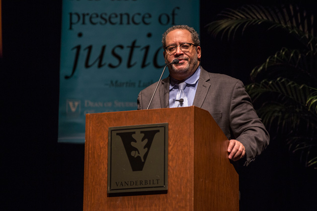 Noted scholar Michael Eric Dyson gave the 2018 MLK series keynote address Jan. 15. (Anne Rayner/Vanderbilt)