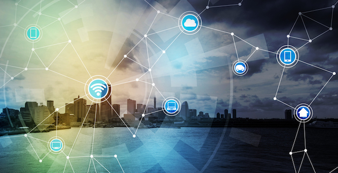 smart city and wireless communication network, abstract image visual, internet of things