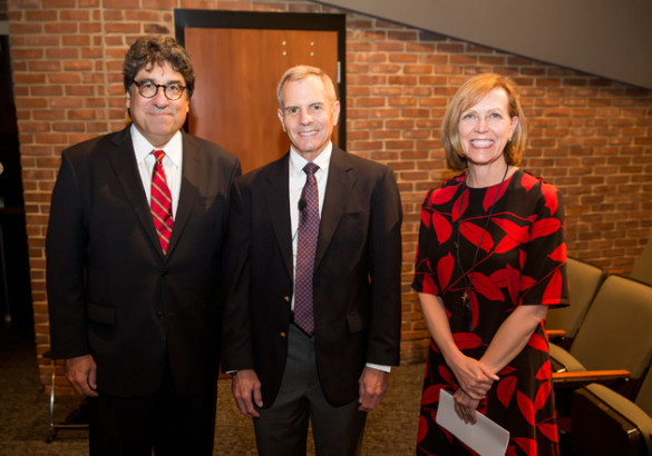 Chancellor Nicholas S. Zeppos, Maj. Gen. Stephen L. Jones and Sandra Cochran. (Joe Howell/Vanderbilt)