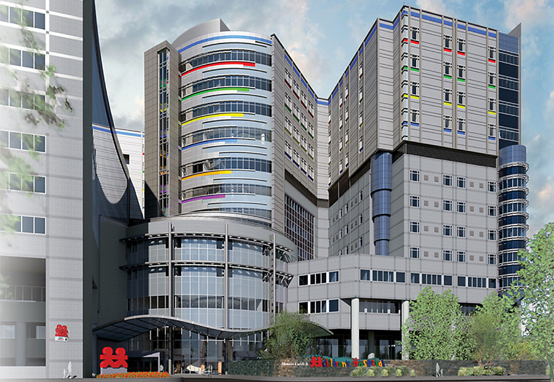 Shown in this architect’s rendering, four floors are being added atop the existing Children’s Hospital structure.
