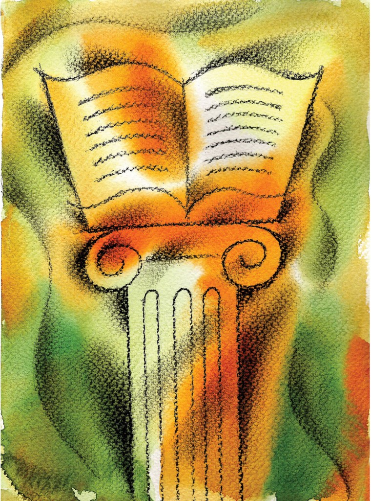 book&column_illustration Illustration of book atop a pedestal