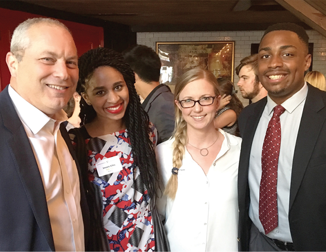 Left to right: Dan Lovinger, Imani Ellis, Kate Morgan and Vanderbilt junior Niles Ellis network at the Summer Open Dores reception in New York City in June. Imani Ellis is communications manager for Bravo & Oxygen Media of NBCUniversal, and Lovinger is executive vice president for sales at NBCUniversal Entertainment Group. Morgan is a management consultant for Accenture.
