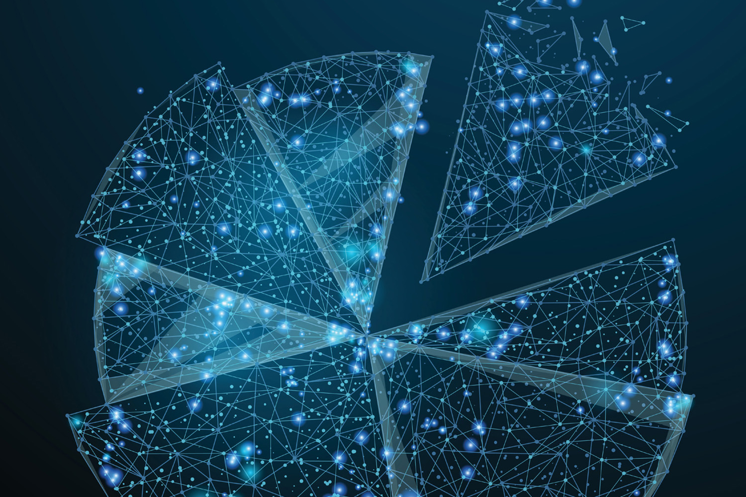 illustration of pie chart with data points
