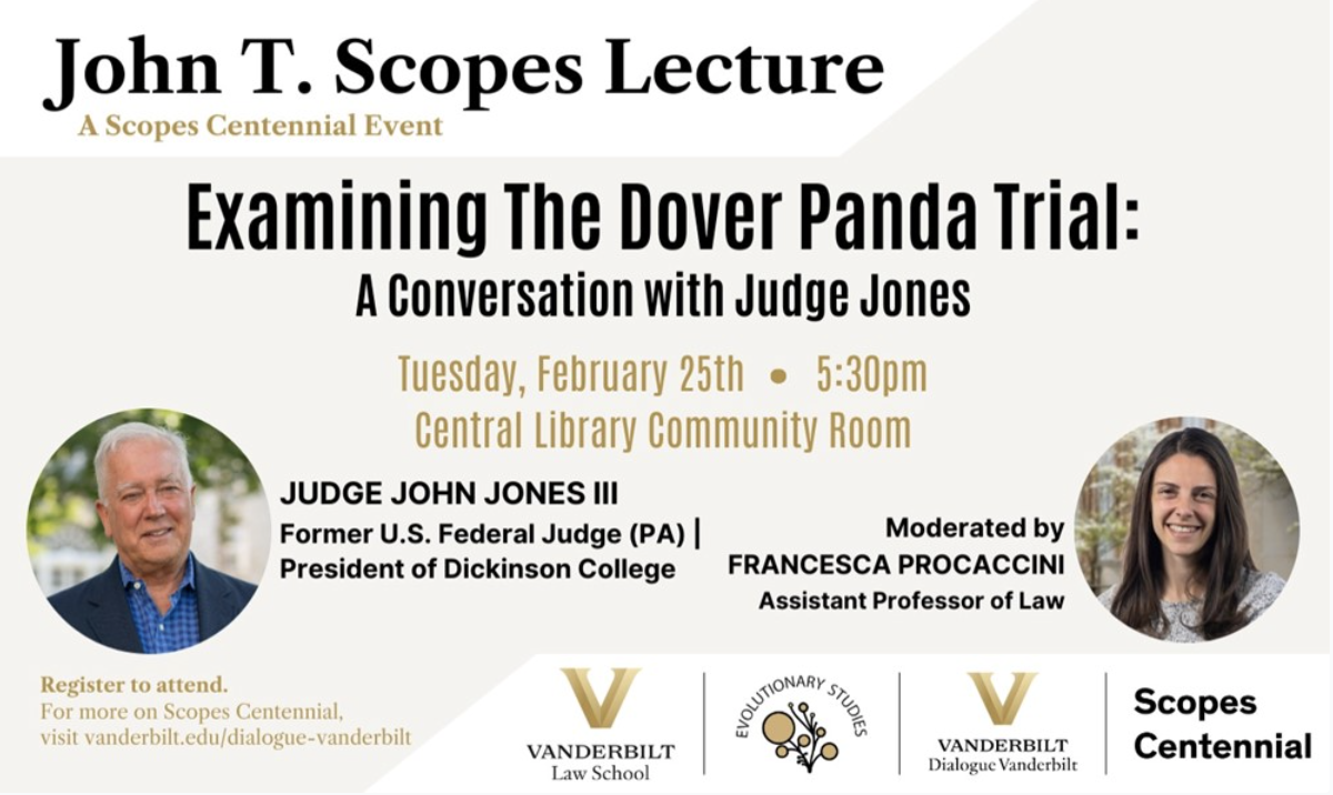 John T. Scopes Lecture ‘Examining the Dover Panda Trial: A Conversation with Former U.S. Federal Judge John Jones’ Feb. 25