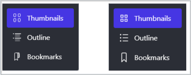 A comparison of the sidebar tool icons between the previous icon style (left) and the new icon style (right).