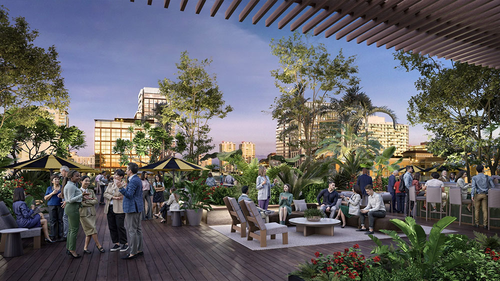 Rooftop terrace looking east