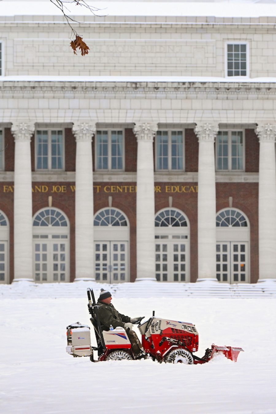 Maintenance working during a snow day
