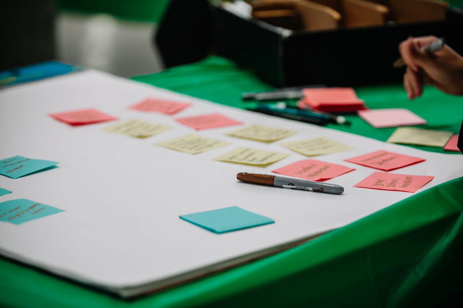  Sticky notes during a design thinking workshop