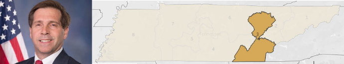 Rep. Chuck Fleischmann, map of TN Congressional district 3
