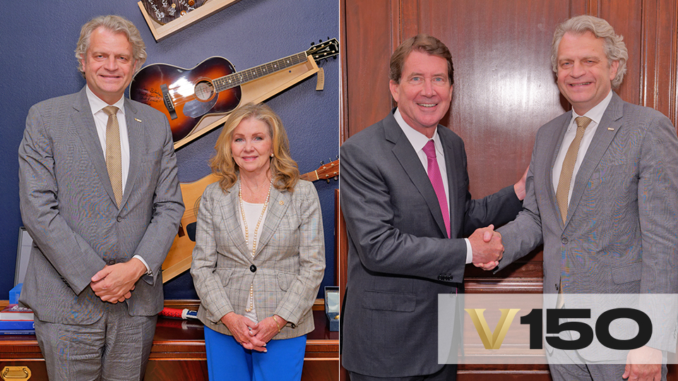 photos of Daniel Diermeier with Senators Marsha Blackburn and Bill Hagerty