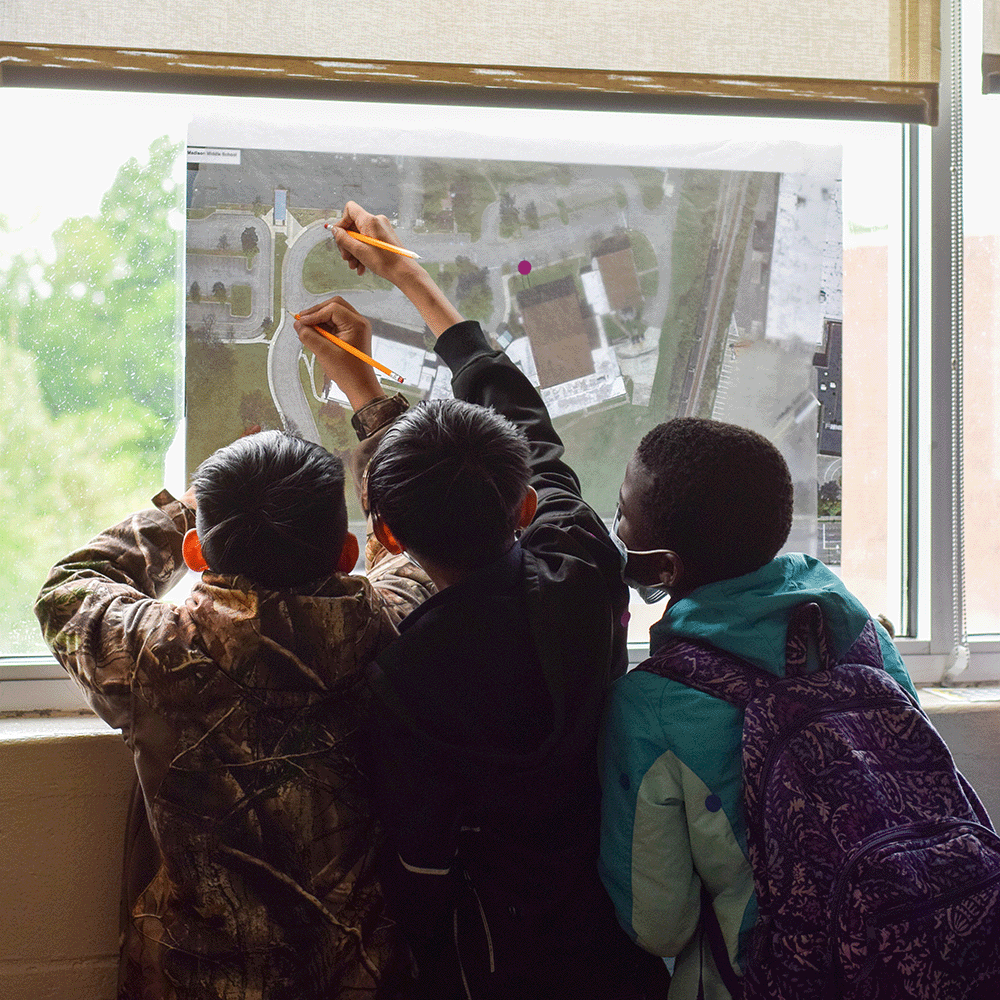Students participate in a Design Your Neighborhood Program at Madison Middle School