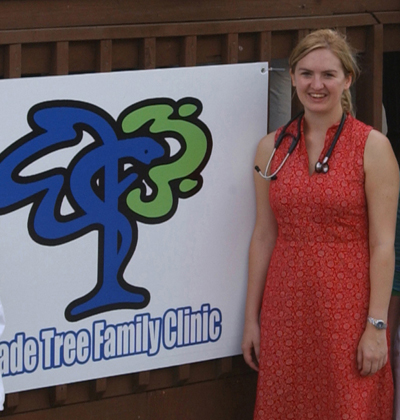 Katie Cox Johnson, MD, at the opening of the Shade Tree Clinic.