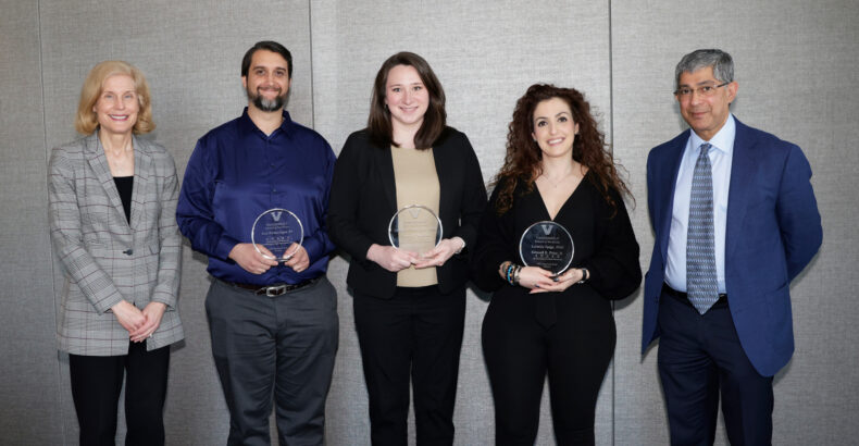 From left, Jennifer Pietenpol, PhD, Eric Farber-Eger, Lauren LeStourgeon, MPH, Luisella Spiga, PhD, and John Kuriyan, PhD.