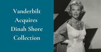 Singer Dinah Shore in an evening gown