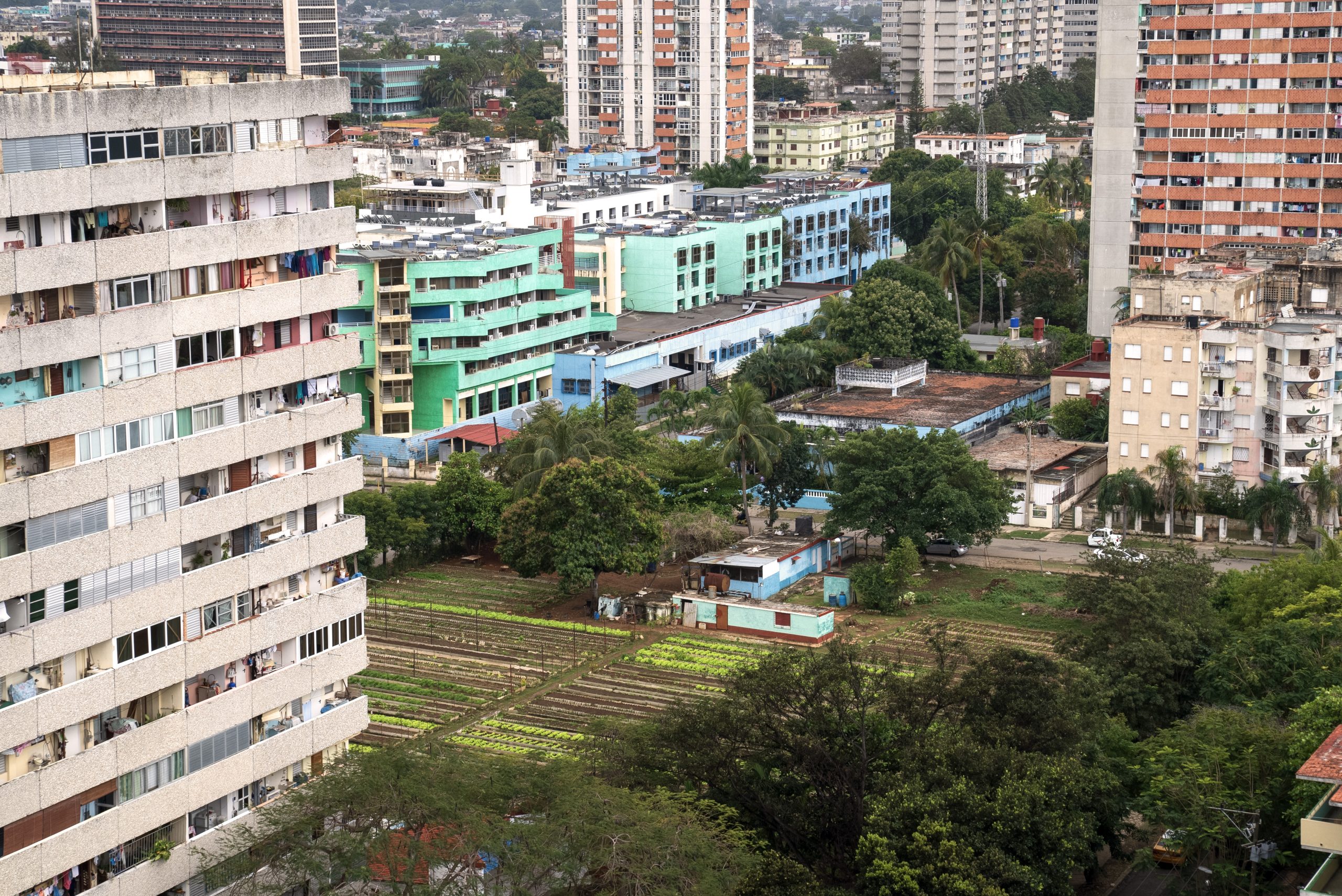 Caption: Residential structures built in Havana Cuba’s Revolution Square micro-district. The building are 20-25 stories tall and were designed by Osmundo Machado, Basilio Piasecki, Adolfo Gonzáles, Sergio Amor, Ricardo Gómez, and engineer Leonardo Ruiz. Photograph by Vesna Pavlović.
