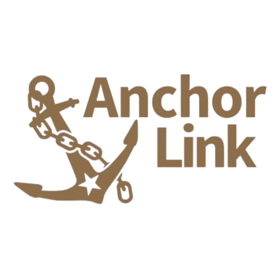 Gold and white logo for Anchor Link events site.